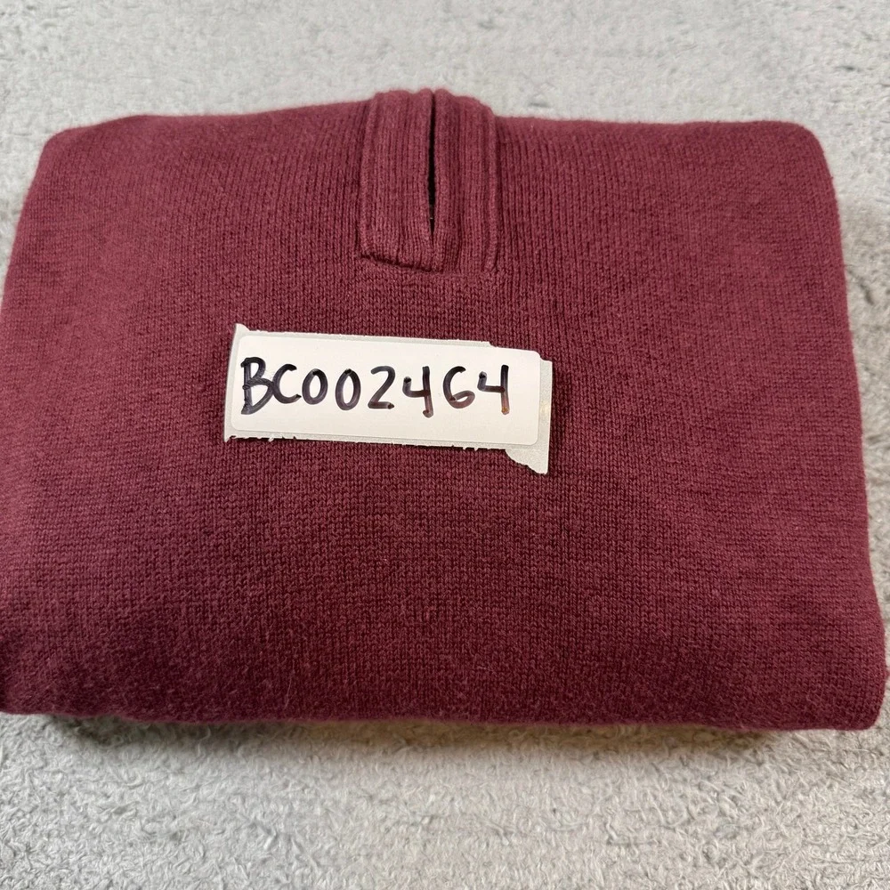 Banana Republic Mens Quarter Zip Pullover Sweater Size M Burgundy Cotton Blend
